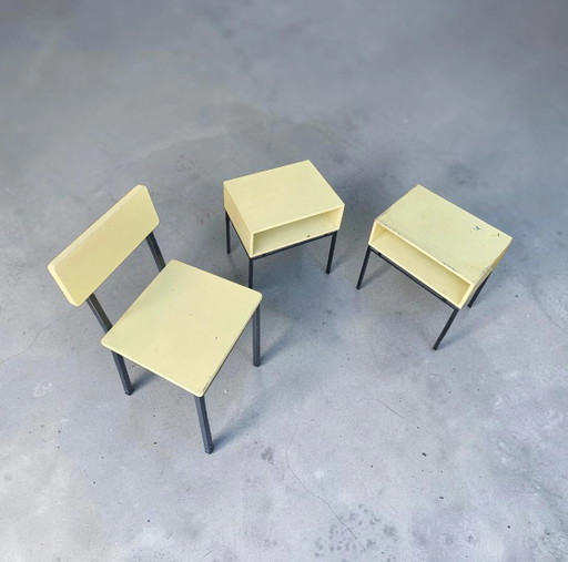 2 x nightstand / matching chair by Kuperus / model Horatio / 1960s