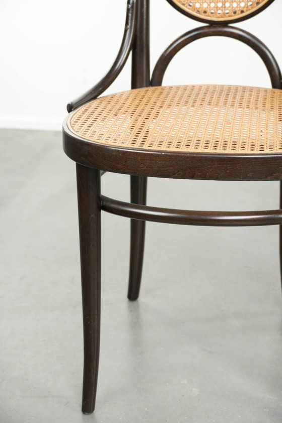 2x Original Vintage Thonet Design Webbing Dining Chair / Bistro Chair with Curved Wood, Model Long John (photo 9 of 12)