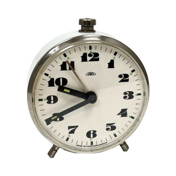 Image 1 of Burgundy PRIM Vintage mechanical alarm clock, FUNCTIONAL, Czechoslovakia, 1960s.