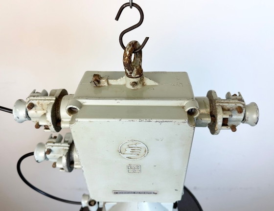 Image 1 of Grey Cast Aluminium Explosion Proof Lamp with Enameled Shade, 1970s