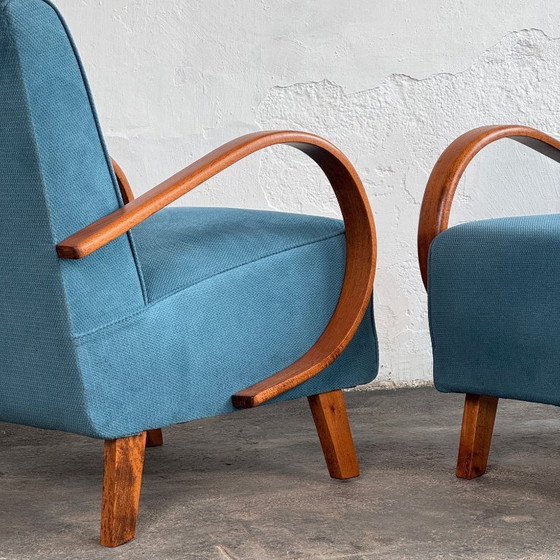 Image 1 of Pair of Halabala H-410 Lounge Chairs, Fully Restored, 1930s