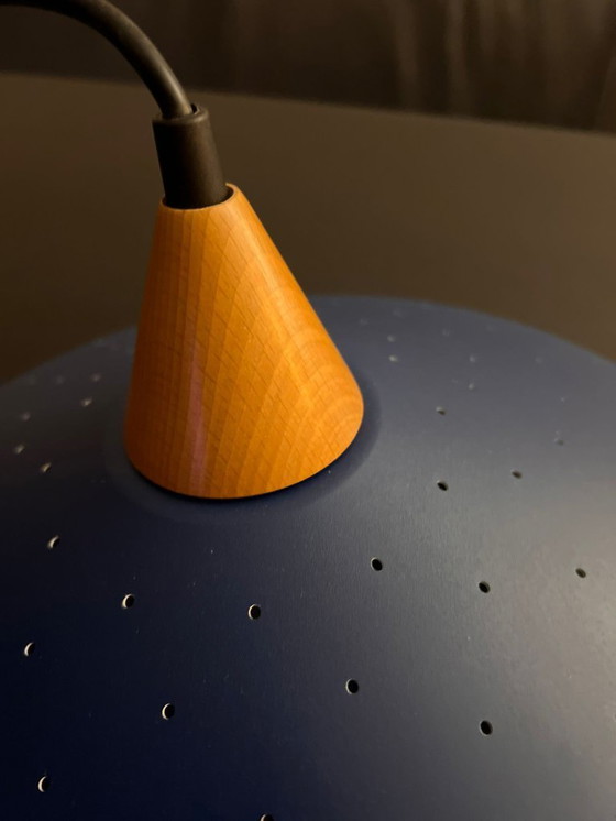 Image 1 of Herda B.V. hanglamp – jaren ’60/’70 – staal, massief hout – uitzonderlijke staat