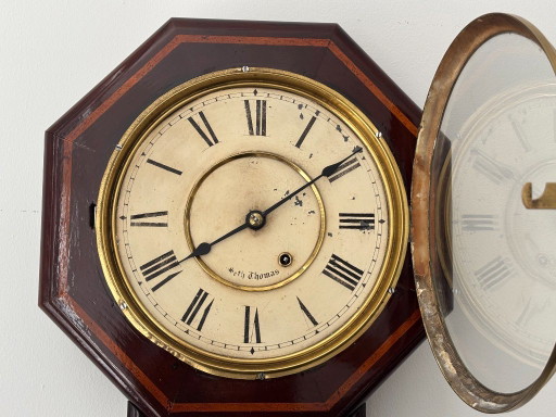 Orologio da parete ottagonale originale vintage di Seth Thomas – klokken, Glass, Wood (photo 2 of 5)