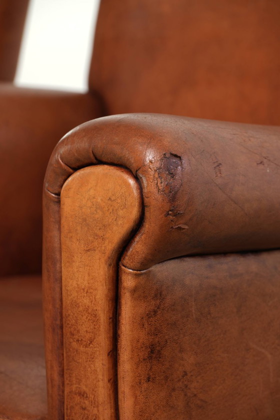 2x Fauteuils en cuir de mouton beaux et confortables avec de belles couleurs et un design intemporel (photo 13 of 14)