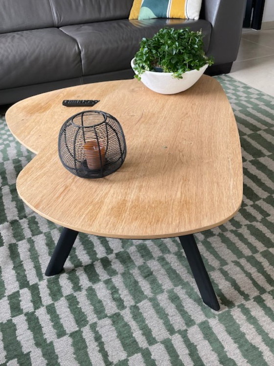 Image 1 of Canapé d'angle en cuir avec dossier réglable et ensemble de tables basses