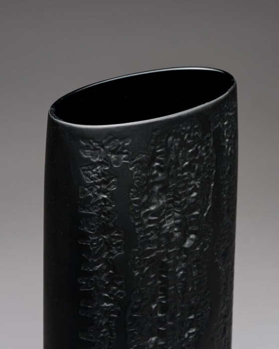 Image 1 of Zeldzame Martin Freyer Rosenthal Bisque Porcelaine Noire Vaas Duo Brutalist Op-Art