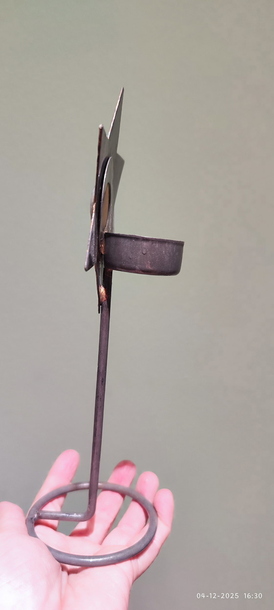 Image 1 of bougeoir vintage, porte-bougie chauffe-plat, étoile de Noël faite main