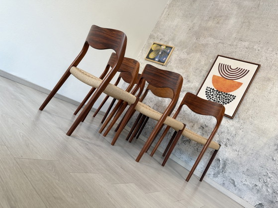 6er Set Palisander Stühle Møller Modell 71 Geflecht Neu, 60er – Niels Otto Møller, Esszimmerstühle, Wood (photo 12 of 15)