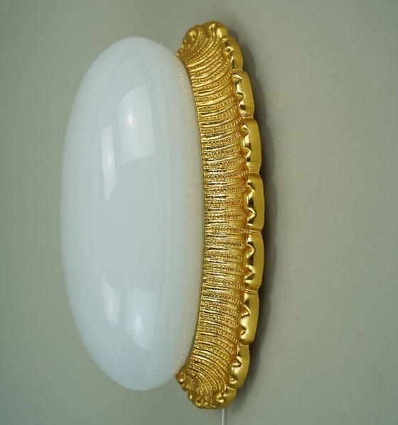 Mid Century Lampada a bacchetta Limburg A 234 Opalglas Aluminium Vergoldet 70er 80er Jahre (photo 11 of 15)