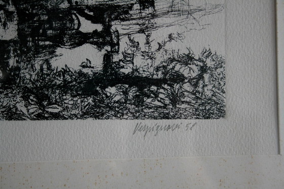 Image 1 of Renzo Vespignani, Italiano (1924 - 2001) - Camión en los suburbios, Año: 1956, Grabado, firmado y numerado a lápiz.