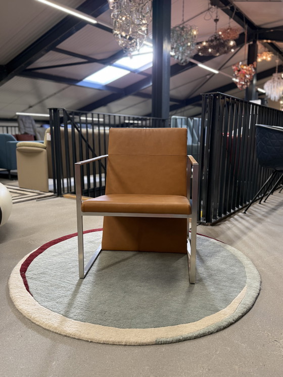 Image 1 of Poltrona Arco Spine in pelle color cognac