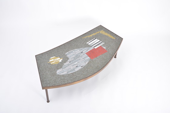 Image 1 of Grande table basse en mosaïque et laiton du milieu du siècle par Berthold Müller-Oerlinghausen
