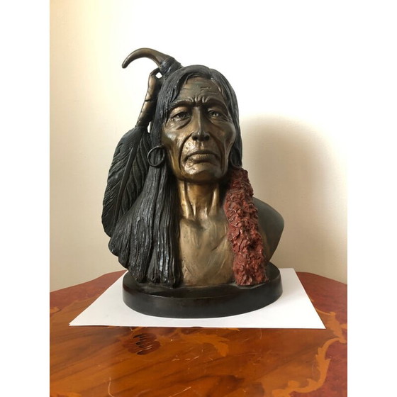 Image 1 of Vintage sculpture of a Native American face