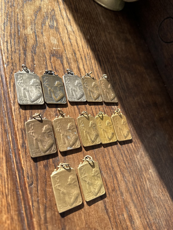 Image 1 of Set di medaglie vintage del ciclocross belga – Le Soir “Cross du Soir” 1924-1947 – 10 pezzi