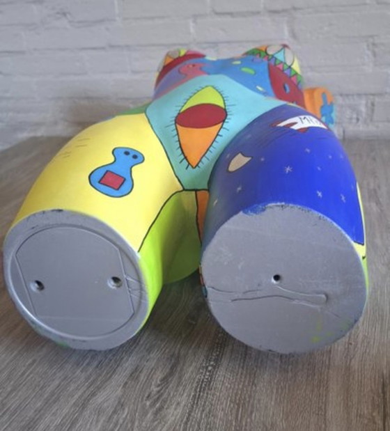 Image 1 of Handgeschilderd vrouwelijk torso in pop-artstijl - gesigneerd "MH i2" - uniek kunstwerk