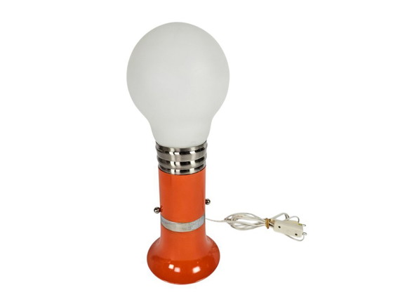 Image 1 of 'Bulb Light' - Tischlampe - Metall - Glas - Italien - 70'S