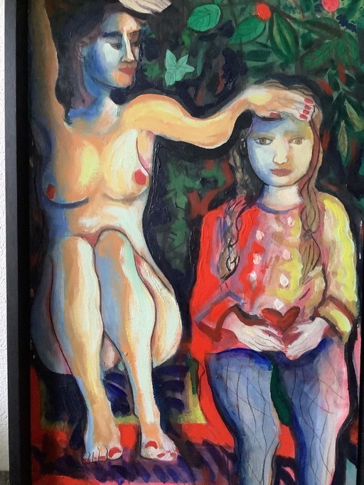 Cuadro al óleo de Fabrice "Amor de niños"