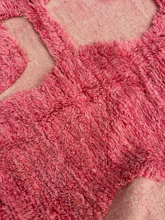 Image 1 of Roze Marokkaans wollen vloerkleed 200x320 cm - Handgeweven boho vloerkleed met geometrisch patroon