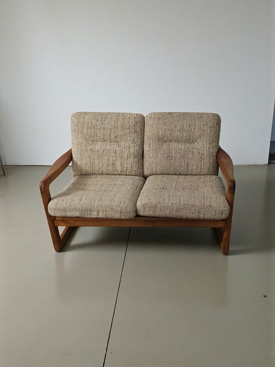 Image 1 of Mid Century Teak 2 Seater Sofa + Armchair Holstebro Møbelfabrik Made in Denmark 1970s