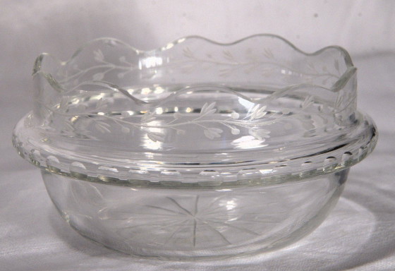 Sugar bowl / Small cup with handle in cut glass and silver-plated metal, 11x8cm (excluding handle), early (photo 2 of 8)