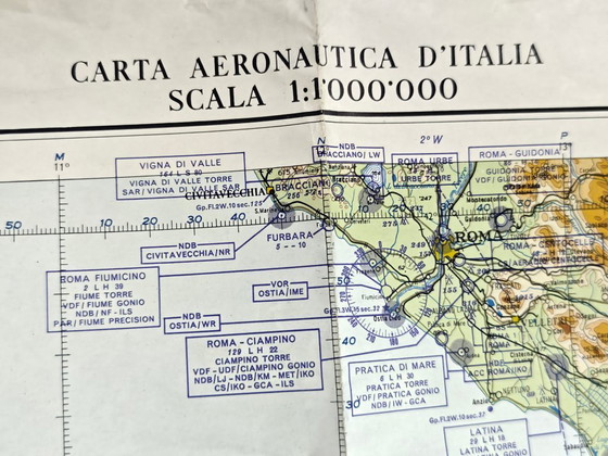 Image 1 of Pair of Italian Military Aeronautical Maps from 1962, North and South Sheets, Large Vintage Geographical Maps