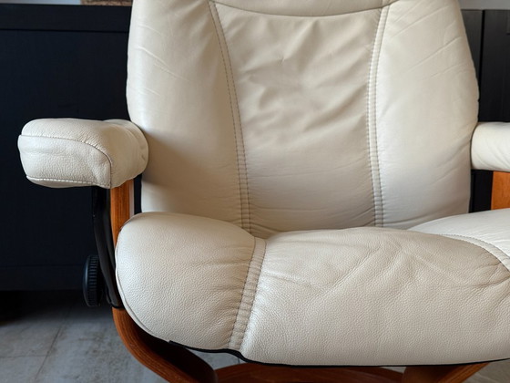 Image 1 of Stressless by Ekornes relaxfauteuil met voetenbank, echt leer, crème, maat M