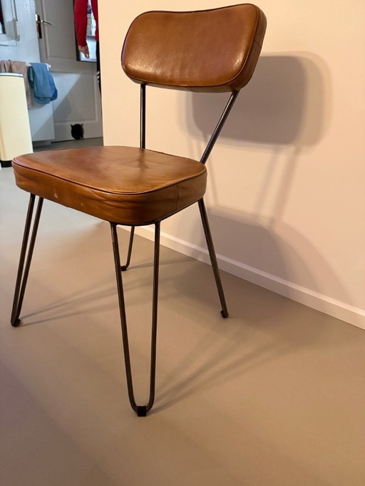 Chaises de salle à manger en cuir, 6 pièces