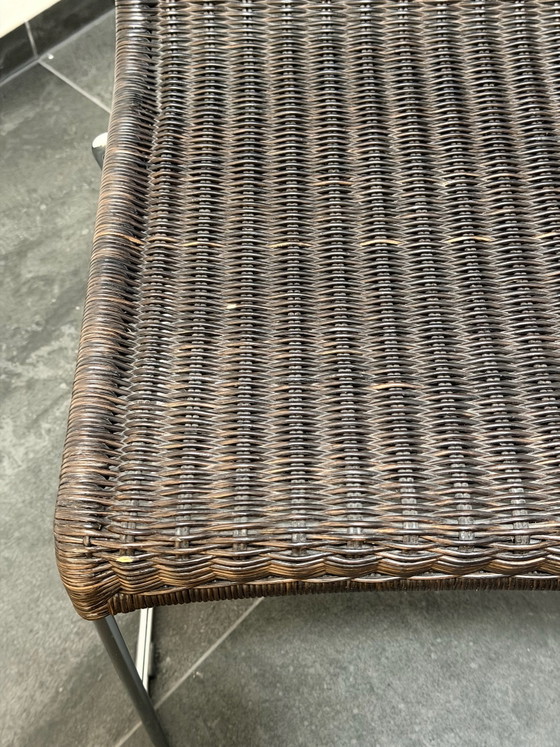 Design-Essplatz | Granittisch nach Maß + 2 FLY Peddigrohr-Stapelstühle – Esszimmergarnitur, Metall, Rattan (photo 10 of 15)