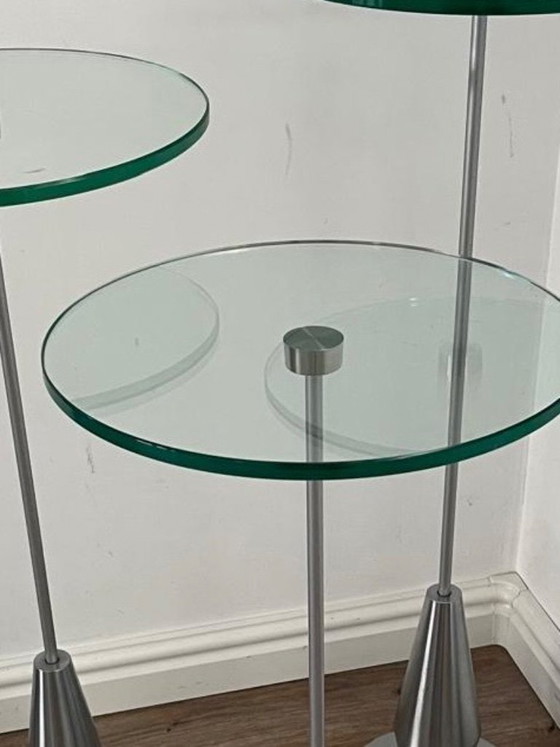 Image 1 of Tables d'appoint Metaform en verre et acier inoxydable