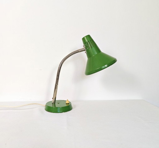 Green Gooseneck Desk Lamp: Vintage Industrial Lighting, Yugoslavia