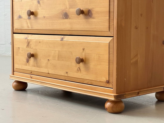 Solid Pine Chest of Drawers with 2 Drawers, Country Style, 1990s, Sideboard, Wood, Beige (photo 6 of 15)