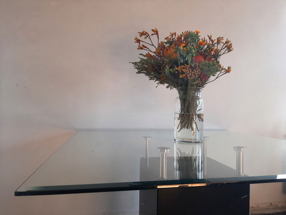 Artedi Dining Table, Nero Marquina Marble & Bevelled Glass (1970s-1980s), Black (photo 5 of 15)
