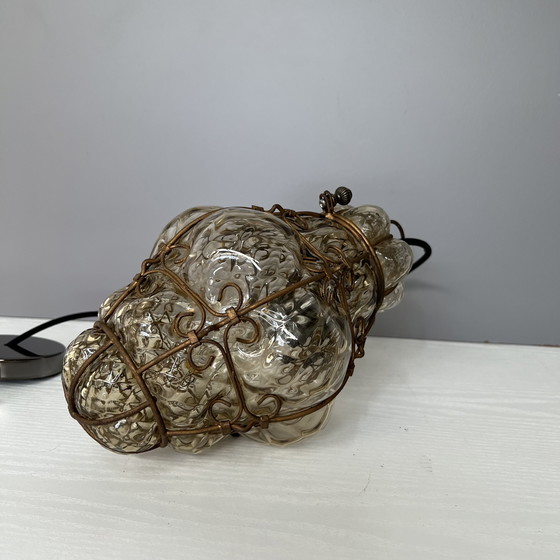 Image 1 of Antique Murano Glass Venetian Lantern Pendant - Italy Vintage Chandelier Luminaire