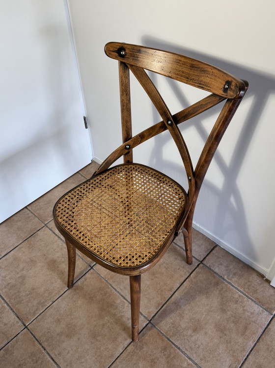 Klassieke Houten Kruisrug Stoel - Klassieke Houten Kruisrug Stoel – Eetkamerstoelen, Rattan, Wood (photo 5 of 15)