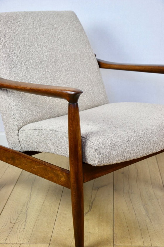 Image 1 of Fauteuil GFM-64, design Edmund Homa des années 70, tissu bouclé beige - 2 exemplaires disponibles