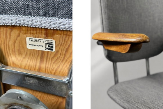 Sedia da ufficio girevole vintage in stile industriale scandinavo di metà secolo, prodotta da Verkstads AB (photo 7 of 16)
