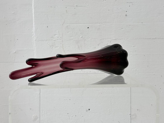 Image 1 of Vase expressif en verre de Murano violet, années 1950