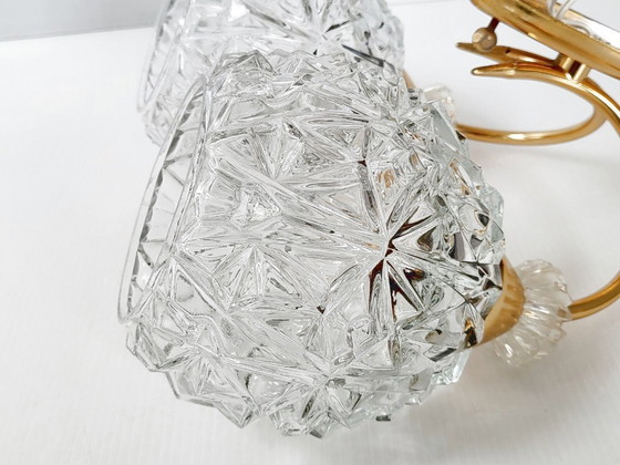 Image 1 of Vintage wandlamp uit de jaren 50 van Maison Arlus, glas, plexiglas en verguld messing, jaren 50.