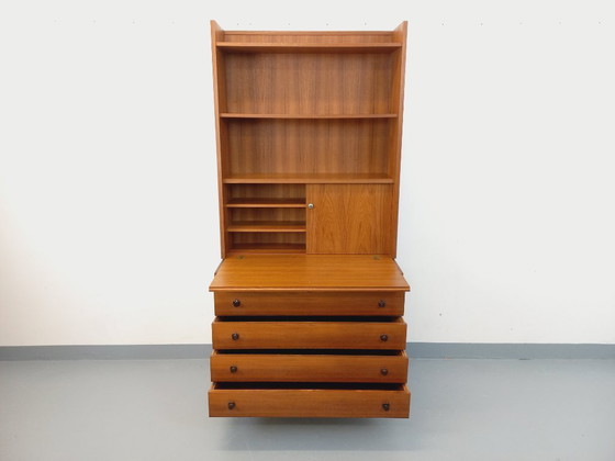 Image 1 of Meuble Bibliothèque Secrétaire de Rangement avec Commode Vintage en Teck des Années 60 70