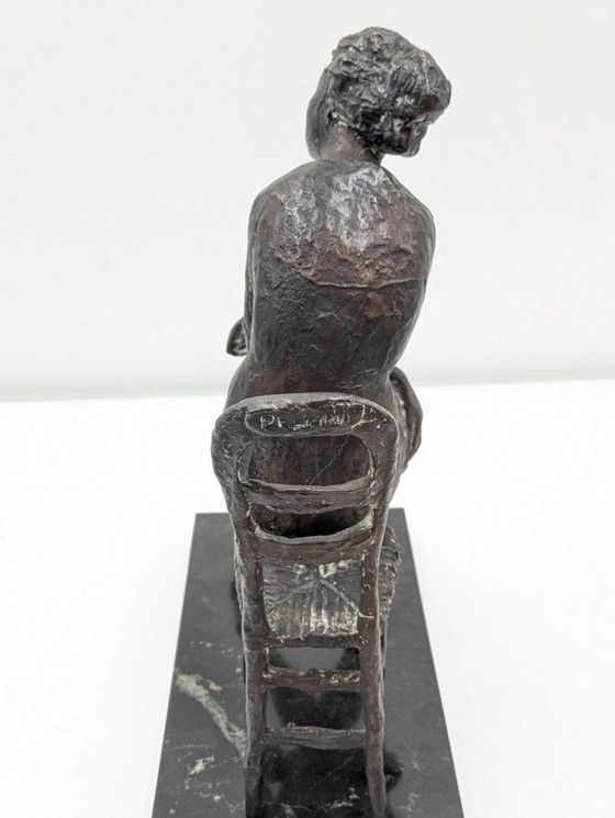 Image 1 of Eros Pellini (1909-1993) - Scultura, Donna sedua - 34 cm - Bronzo