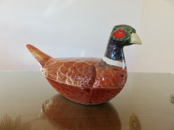 Image 1 of Pheasant terrine in slipware by Michel Caugant, 1950s-60s