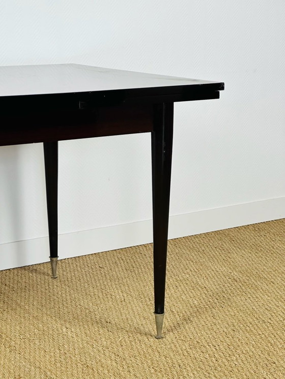 Image 1 of Uitschuifbare modernistische eettafel van Macassar ebbenhout, 1950