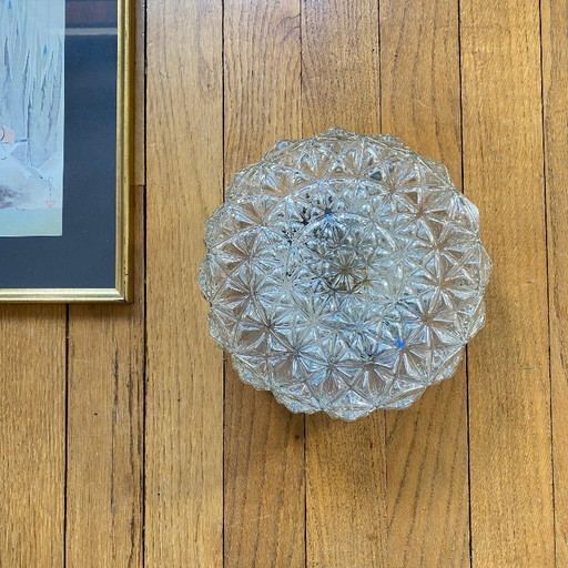 Lampada da parete/soffitto in vetro vintage degli anni '70 o '80