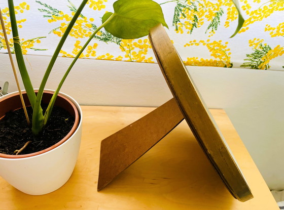 Image 1 of Miroir de table ovale vintage avec cadre en bois