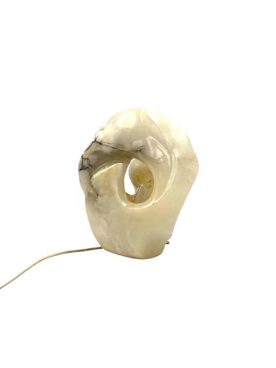 Image 1 of Sculpturale albasten tafellamp, Frankrijk 1980