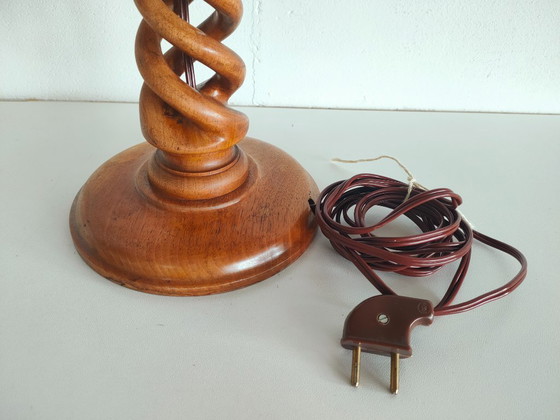Image 1 of Vintage wooden Scandinavian sculpture table lamp