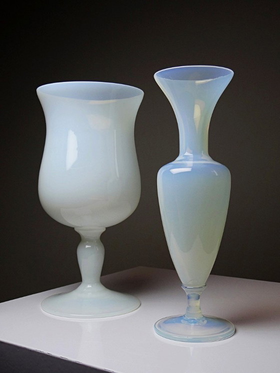 Image 1 of Duo of vintage opaline soap bubble vases