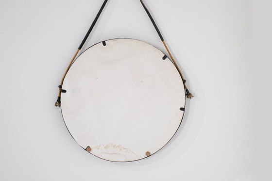 Image 1 of Vintage ronde stalen spiegel, Italië, jaren 70.