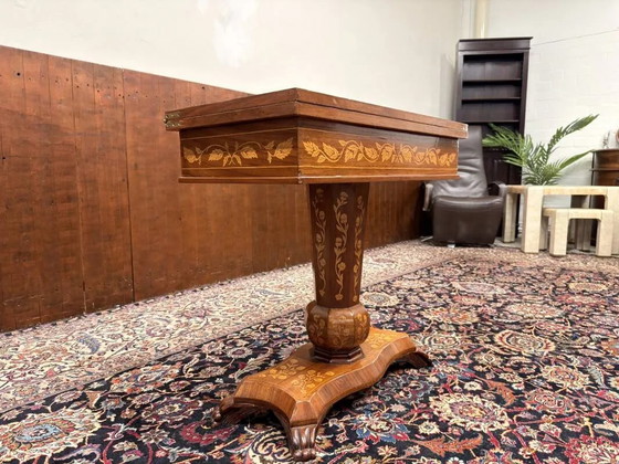 Tavolo da gioco olandese intarsiato del XIX secolo, Tavolini, Legno (foto 4 di 15)