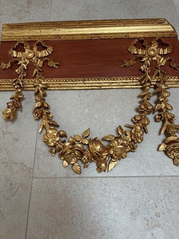 Image 1 of Classic Ornament, Garland Of Plaster On Wooden Panel